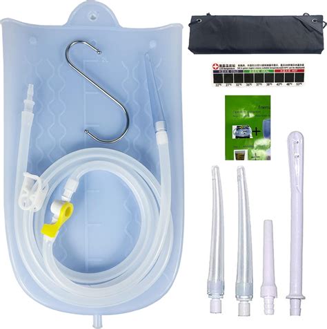 Gnegklean Silicone Enema Bag Kit With 63ft Hose 5 Enema Tips Controllable Flow