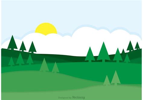 Green Rolling Hills Landscape Vector 90877 Vector Art At Vecteezy