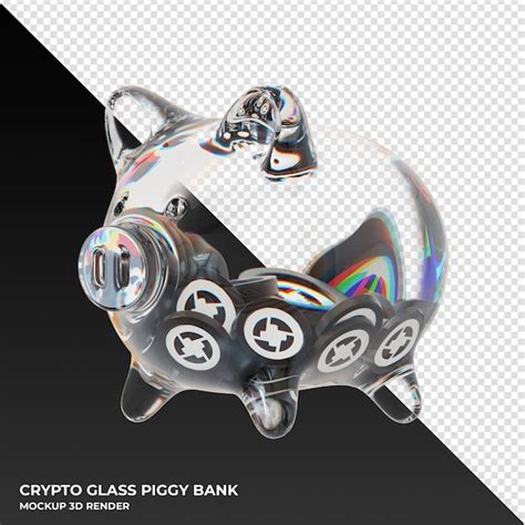 Premium PSD 0x Zrx Glass Piggy Bank With Crypto Coins 3d Illustration