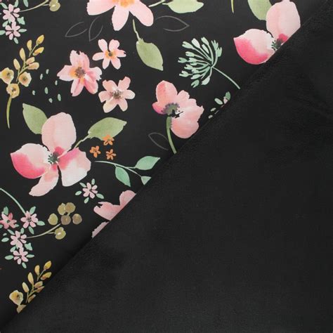 Tissu Softshell Poppy Big Flowers Noir Mpm