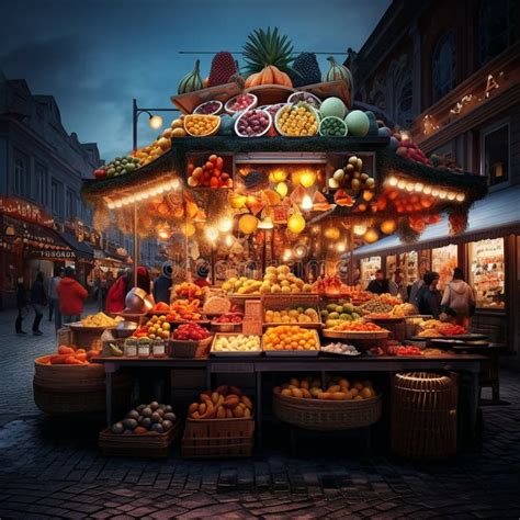 Vibrant Marketplace With Exotic Fruits Aromatic Spices And Sizzling