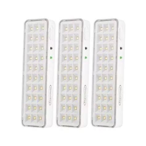 3 Luminária Luz De Emergência 30 Leds Segurimax Super Slim Cor Led 220V