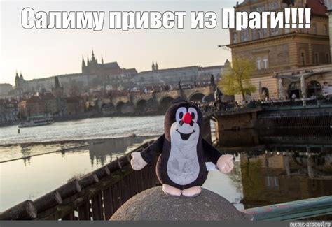 Создать мем "прогулки по праге, крот прага, кротик чехия прага ...