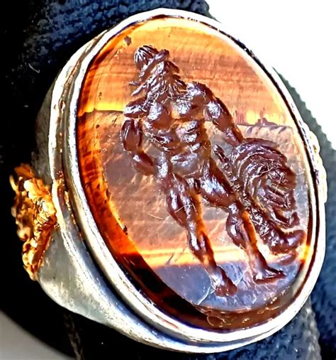 ANCIENT ROMAN LEGIONARY Gold Silver Ring Natural Gemstone Intaglio Seal