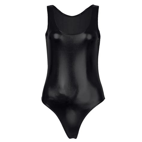 Tiaobug Womens Shiny Metallic One Piece Leotard High Cut