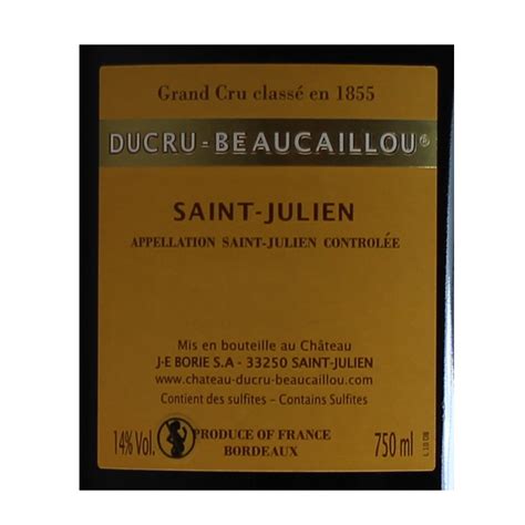 Château Ducru Beaucaillou 1995 Bordeaux Rouge 13 Degrés à Lombre