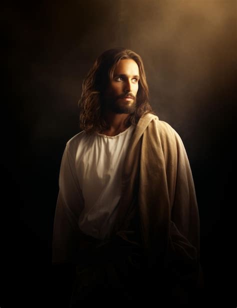 Premium Photo Jesus Standing In Front Of A Dark Background