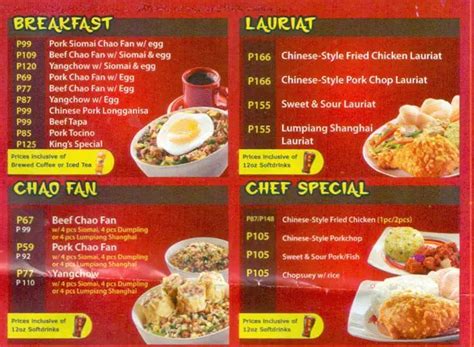 Chowking Lauriat Menu