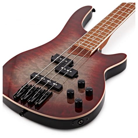 Chicago Select Bass Guitar By Gear4music Reverse Red Burst At Gear4music