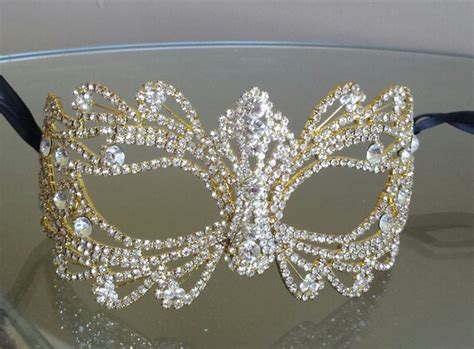 Rhinestone Crystal Masquerade Gold Mask Masquerade