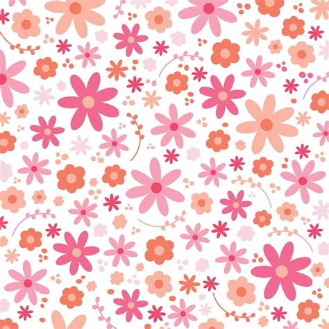 Premium Vector A Pattern Of Pink And Orange Flowers Pink Flower