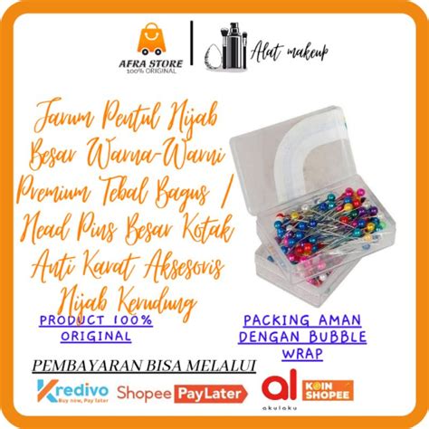 Jual Jarum Pentul Hijab Warna Warni Premium Tebal Bagus Head Pins