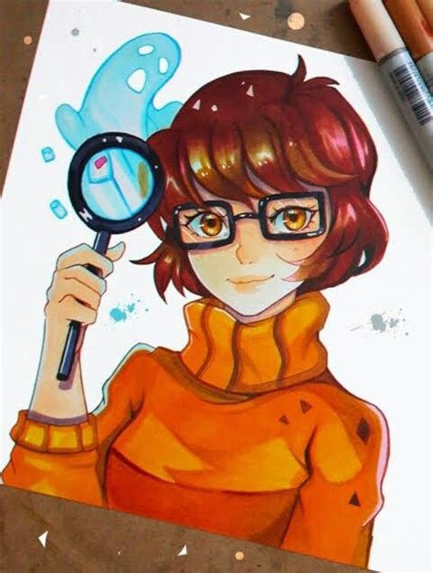 A Drawing Of A Girl With Glasses Holding A Magnifying Glass