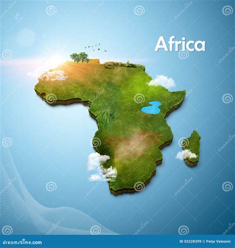 Realistic 3d Map Of Africa Stock Illustration Illustration Of Symbol