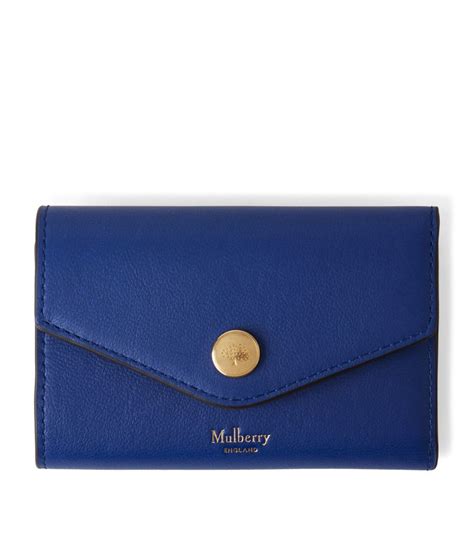 Womens Mulberry Blue Leather Folded Multi Card Wallet Harrods Uk