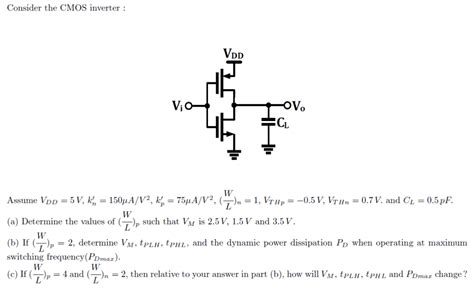 Solved Consider The CMOS Inverter Vi 0 Assume VDD 5 V K Chegg