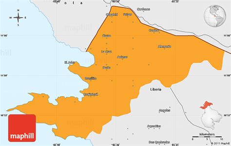 Political Simple Map of La Cruz, single color outside, borders and labels