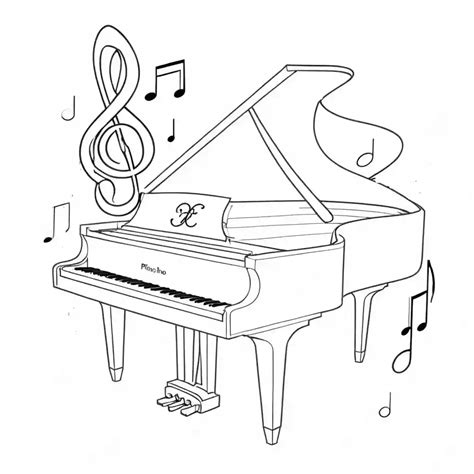 Piano And Musical Notes Coloring Page Lulu Pages