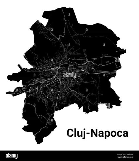 Black Cluj Napoca City Map Detailed Administrative Area Stock Vector