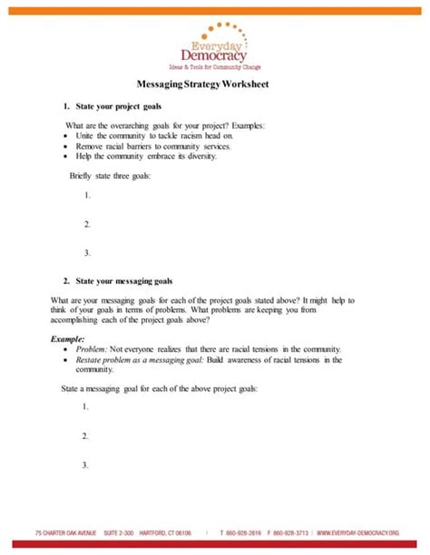 Messaging Strategy Worksheet Pdf