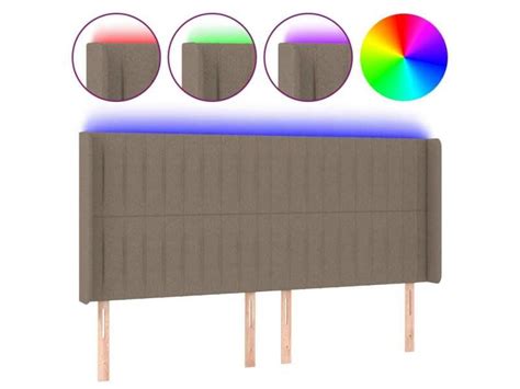 Tête de lit à led taupe 203x16x118 128 cm tissu Conforama