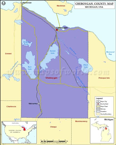 Cheboygan County Map Michigan