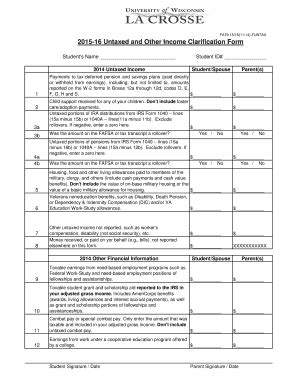 Fillable Online Uwlax Untaxed And Other Income Clarification