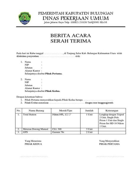 Contoh Surat Serahan Dokumen Nathanialknoerubio