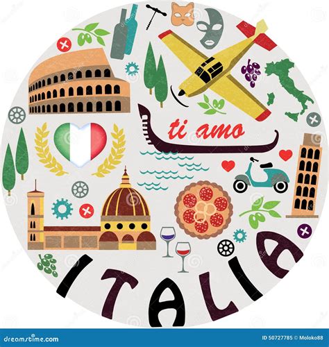 Italy Symbols Of Cities Vector Set Stock Vector Image