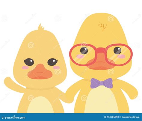 Couple Of Ducks Cartoons Design Stock Vector Illustration Of Simple Icons 151706593