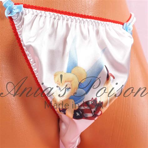 Anias Sissy Satin White String Bikini Patriotic Tinkerbell Shiny