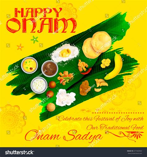 Illustration Of Onam Sadya Feast On Banana Leaf Royalty Free Stock