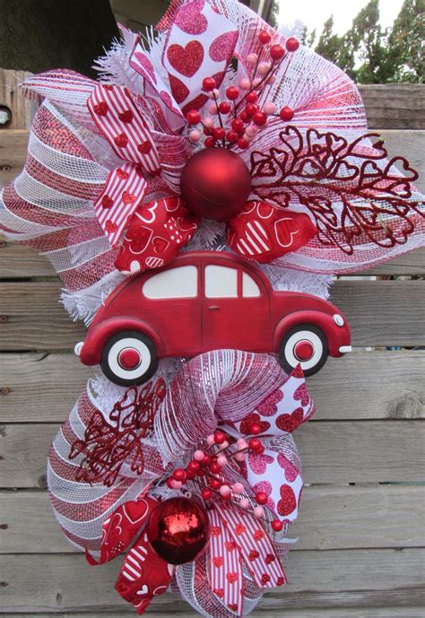 Valentines Day Wreath Valentines Door Decor Valentines Day Swag Red