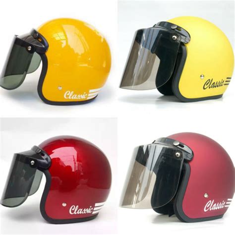 Jual HELM BOGO DEWASA CLASSIC GARIS RETRO SNI PACKING KARDUS Warna