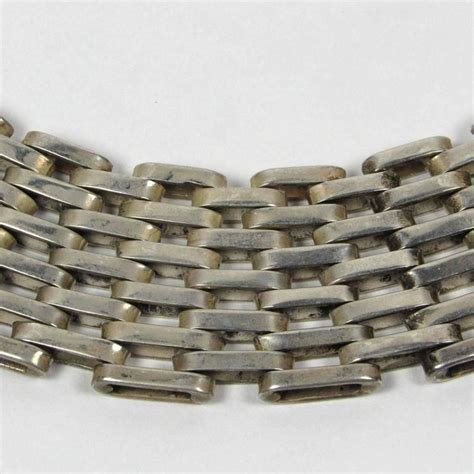 Substantial Taxco Mexican Silver Basketweave Collar Necklace For Sale