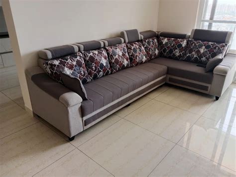 Wooden 6 Seater Grey L Shape Velvet Sofa Set At Rs 38000 Set In