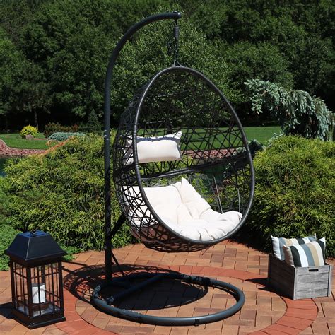 Sunnydaze Caroline Hanging Egg Chair Swing With Steel Stand Set All