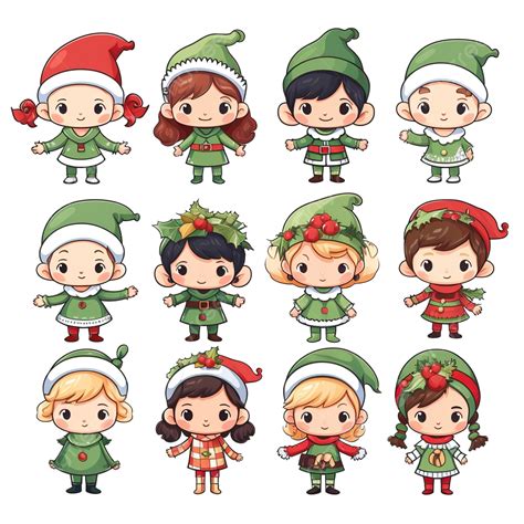 Personajes De Elfos Navideños Navidad Santa Claus Pequeños Ayudantes