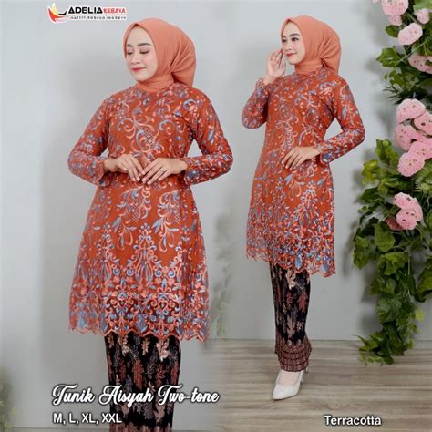 Jual AK Setelan Kebaya Tunik Twotone Aisyah Kebaya Modern Outfit