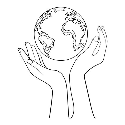 Line Drawing Hands Holding Earth Globe Conceptual Illustrationsave