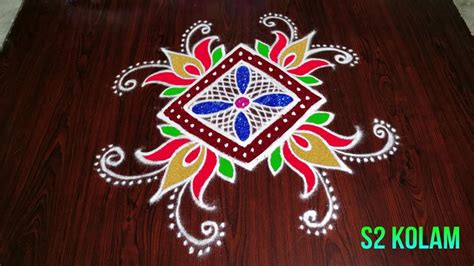 lotus rangoli | Easy rangoli designs, Lotus rangoli, Rangoli colours