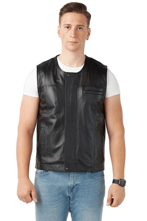 Ernest Men S 100 Real Black Leather Shearling Vest