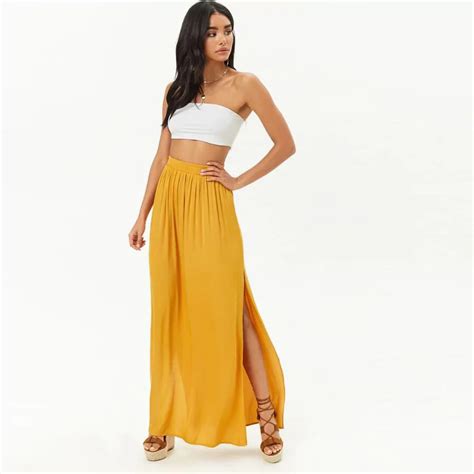 Summer Bohemian Long Chiffon Skirts For Women Elastic Straight Fashion