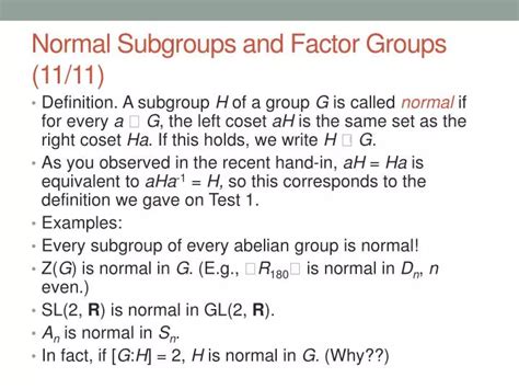 PPT Normal Subgroups And Factor Groups 11 11 PowerPoint