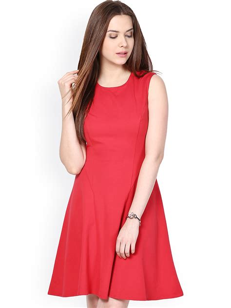 Red One Piece Dress Myntra Dresses Images