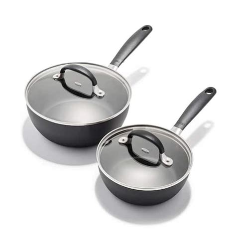 Oxo Good Grips Nonstick 4 Piece Hard Anodized Aluminum Saucepan Set Cc005957 001 The Home Depot