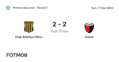 club atletico mitre  colon  score predicted lineups  hh stats