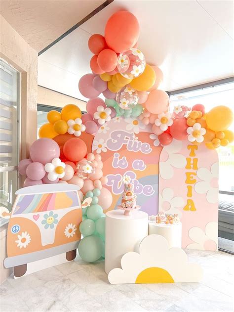 Five Is A Vibe Groovy Party Kara S Party Ideas Birthday Decorations