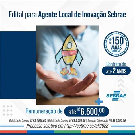 Sebrae abre edital 150 vagas para agentes locais de inovação