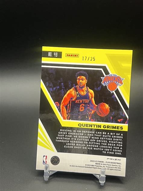 Quentin Grimes Panini Flux Blue Mojo Prizm Parallel Ny Knicks